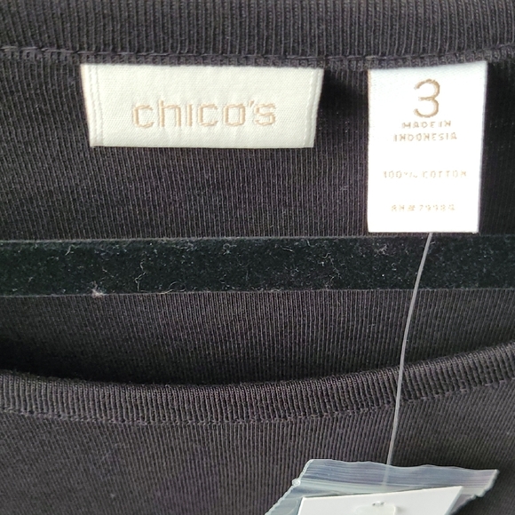 Chico's NWT Relaxed Black 3/4 Sleeve Blouse - Picture 2 of 9